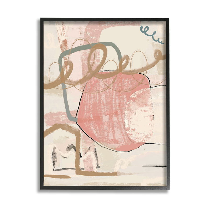 «Pink Squiggle Abstraction», reproduction sur bois encadrée, Giclée encadrée noir minuit, H 30 po x l 24 po x P 1,5 po