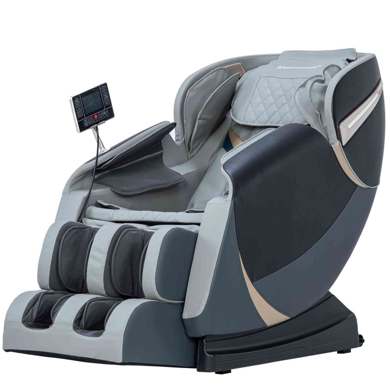 Fauteuil de massage chauffant en similicuir, Similicuir gris