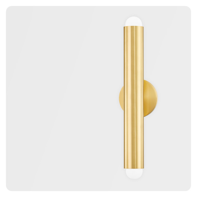 Aged Brass Cylinder Dimmable 2-Light Wall Sconce