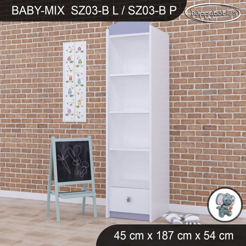 Baby Mix Sunflower 1 Door Wardrobe, Grey
