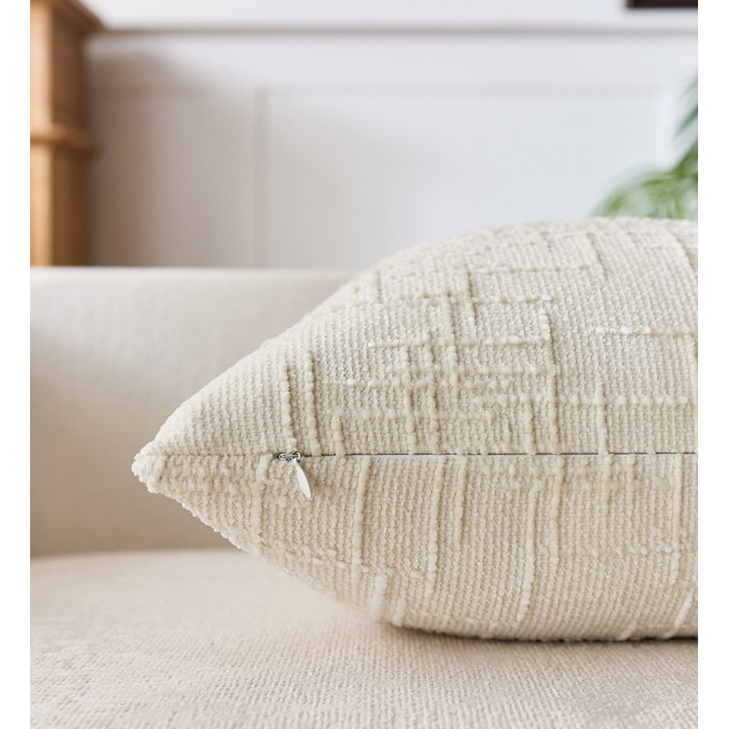 Housses de coussin en chenille texturée, Ivoire ivoire, Carré 20 po