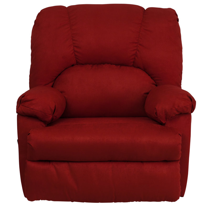 Fauteuil inclinable manuel berçant standard de 37 po de large Ranee, Suède de microfibre grenat Montana