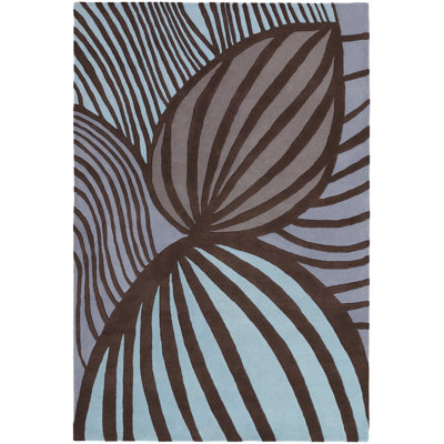 Tapis brun / bleu touffeté à la main Inhab
