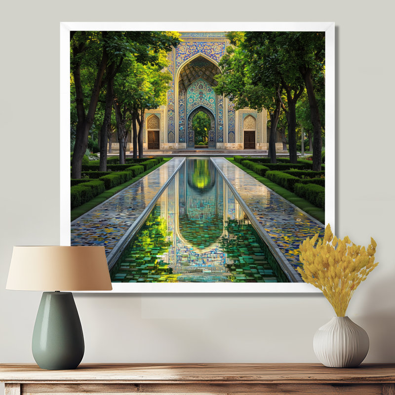 «Persian Gardens Teheran II», art mural impression de paysage, Reproduction encadrée d'une seule photo sans pass, Blanc