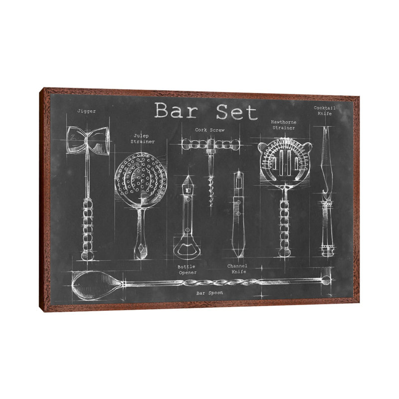 Bar Set by Ethan Harper - Print on Canvas, 152.5 cm H x 101.5 cm W, Brown Floater Framed