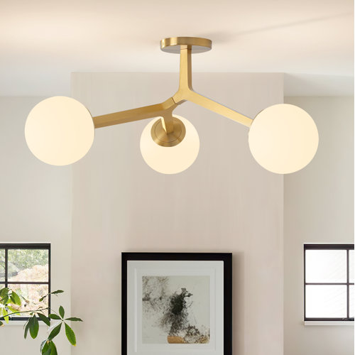 George Oliver Janto 3-Light Glass Semi Flush Mount & Reviews | Wayfair