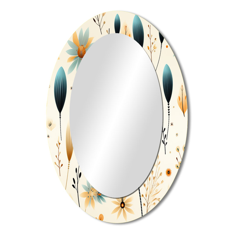 Siddharth - Miroir décoratif floral ovale sur métal, H 36 po x l 24 po