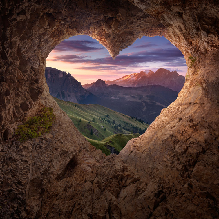 Claraville Heart Shaped Cave - Wrapped Canvas Photograph Millwood Pines Size: 30 H x 30 W x 1.25 D