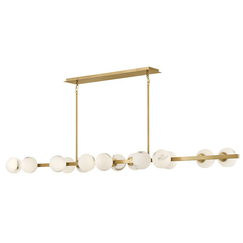 Fredrick Ramond Selene 14-Light Linear Chandelier w/ Swirled Glass Globes, Gold