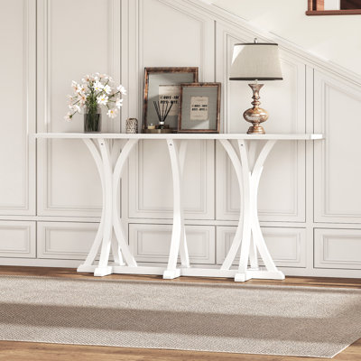 63'' Console Table With Solid Wood Base, American Traditional Rectangle Table For Entryways, Or Behind Sofas