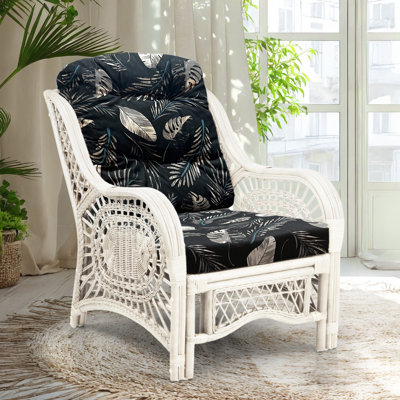Fauteuil en velours capitonné naturel Agambir