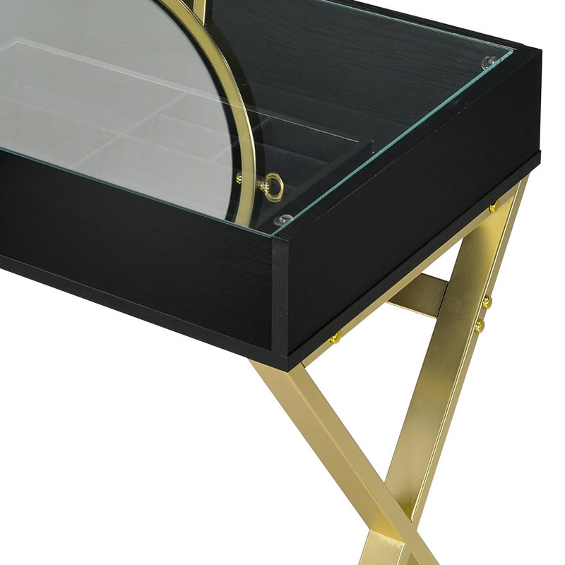 Bureau de meuble-lavabo avec miroir et plateau à bijoux Coleen