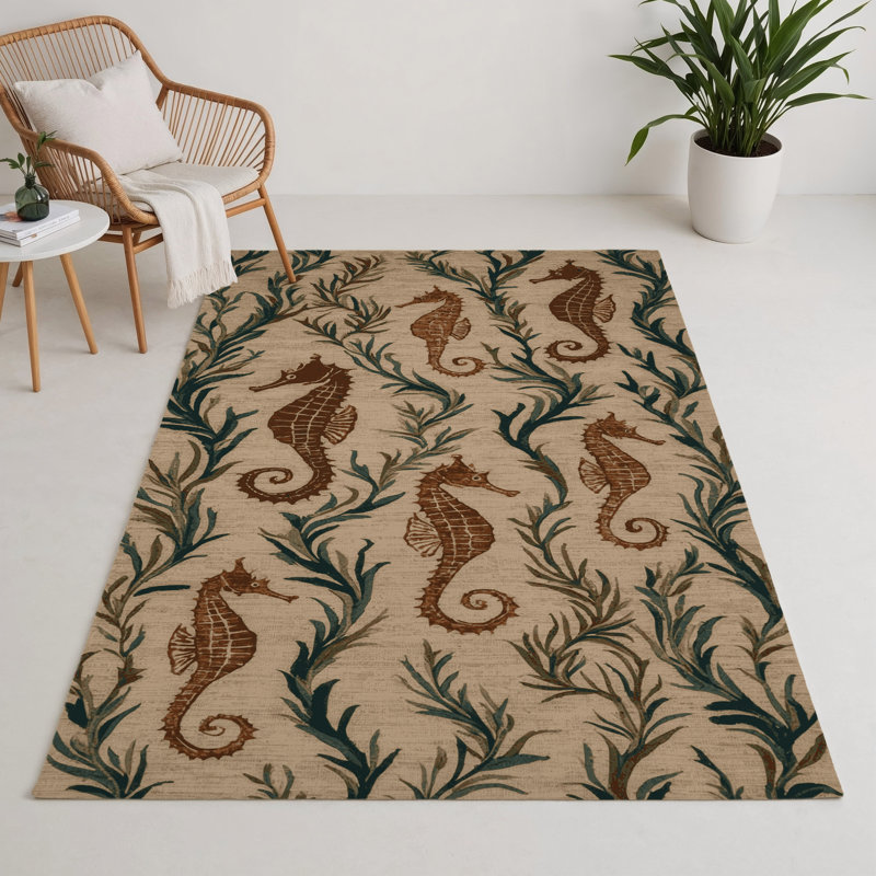 Nature Brown Indoor and Outdoor Area Rug, Rectangle 9' x 12'