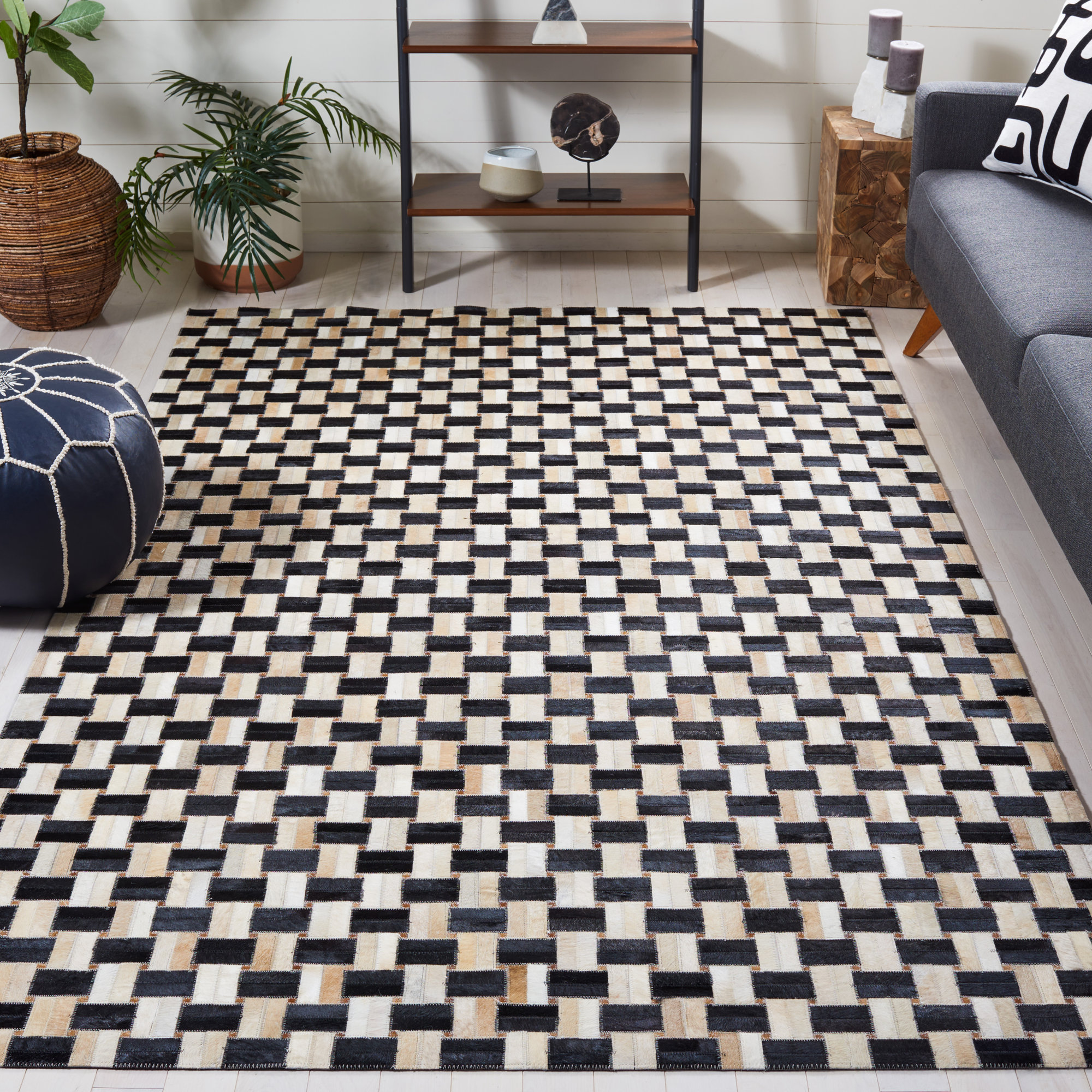 Mahsa Cowhide Rug, Rectangle 5' x 8'