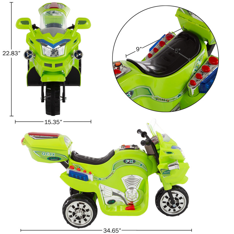Green 6-Volt Motorized Kids Motorcycle with Lights and Sounds