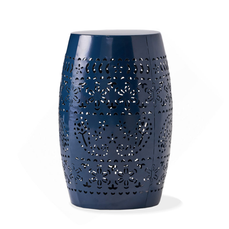 Outdoor Metal Patio Side Table,End Table, Dark Blue
