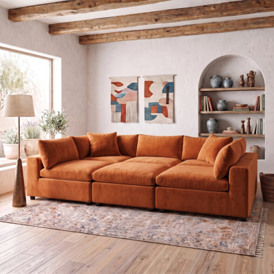 6-Piece Velvet Modular Sectional