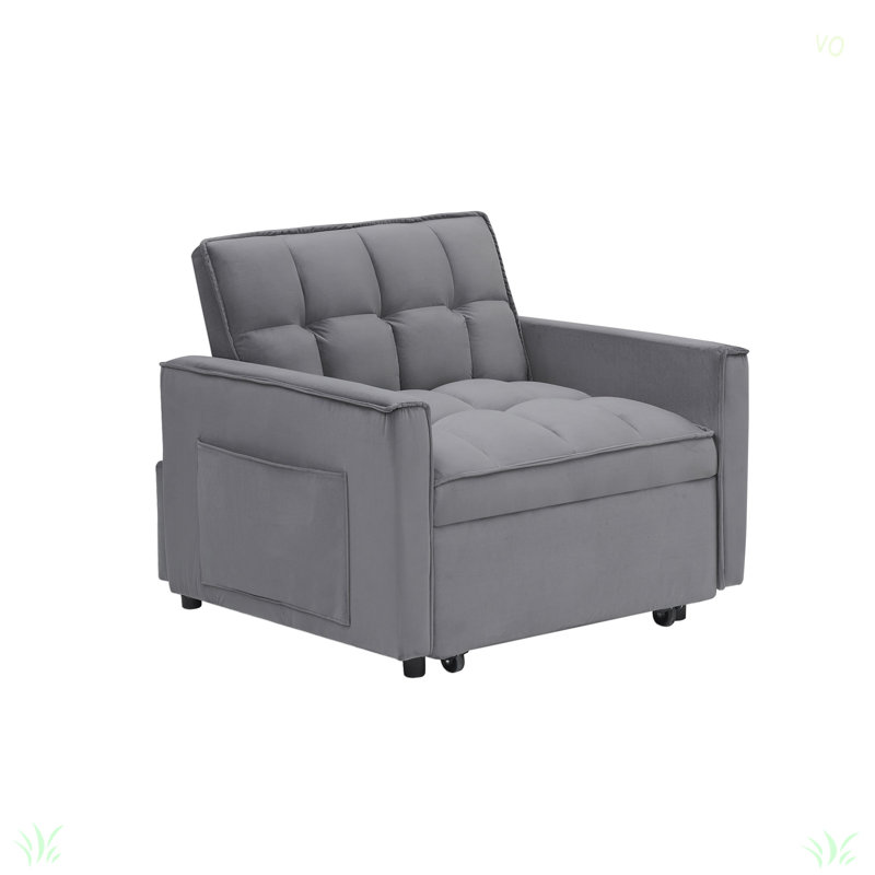 Sofa Bed Chair 3 In 1 Convertible, Recliner, Single Recliner, Suitable For Small Spaces With Adjustable Back, Dark Gray