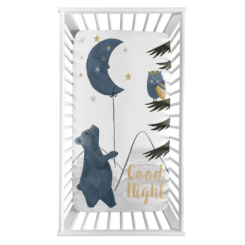Drap-housse pour lit de bébé ours et lune