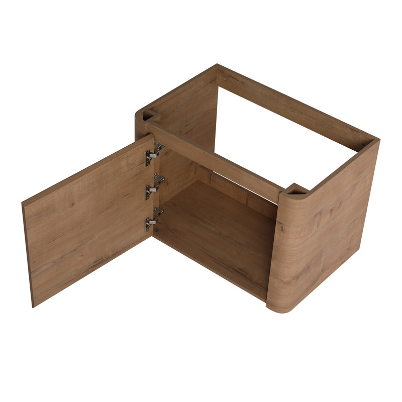 Wall-Mounted Bathroom Vanity with White Ceramic Sink and Storage Shelves & Soft-Close Door, 68"