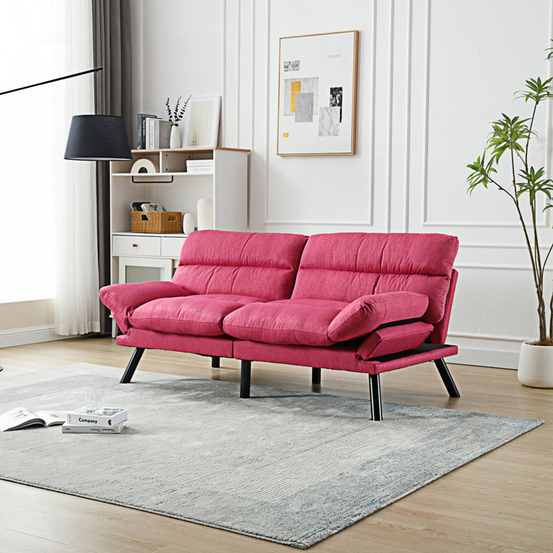 Hillert Upholstered 70.08'' Sofa, Rose Red Linen Incorrect