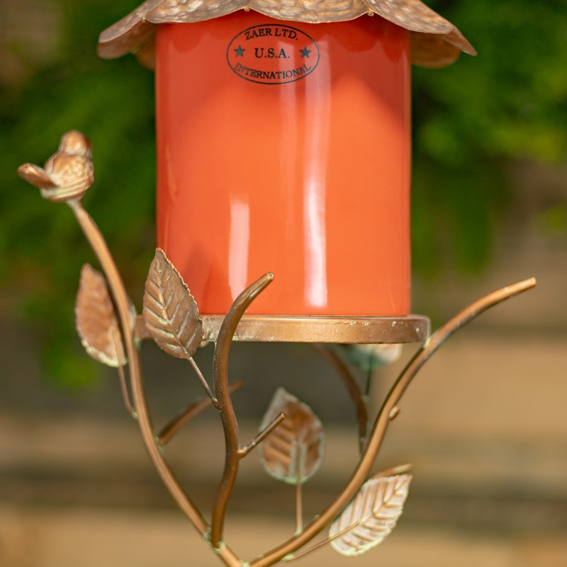31 "Long Birdhouse suspendu en métal et porcelaine orange" Amsterdam "