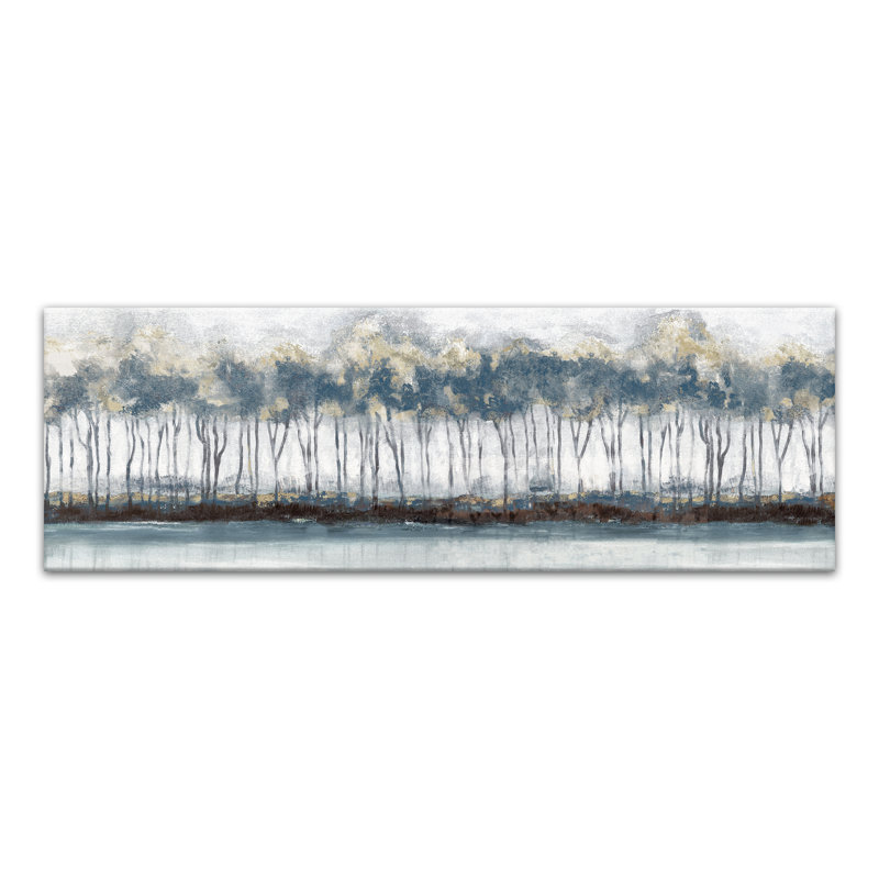 Paysage de bouleau sur toile, H 12 po x l 36 po x P 1,25 po, Sans cadre