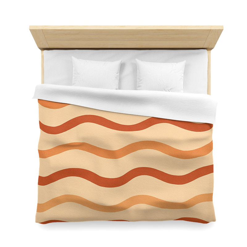 Microfiber Duvet Cover Boho Style, Design 30, King Duvet Cover, Red/Orange/White