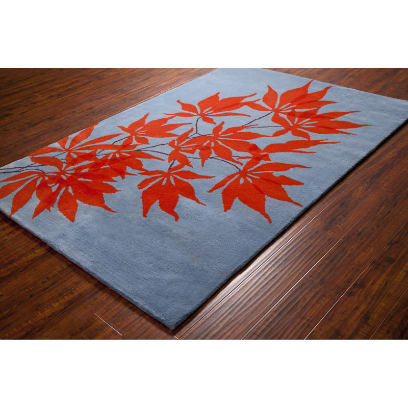 Tapis bleu et rouge en laine touffeté à la main Ailey Authentic, 8 pi x 10 pi