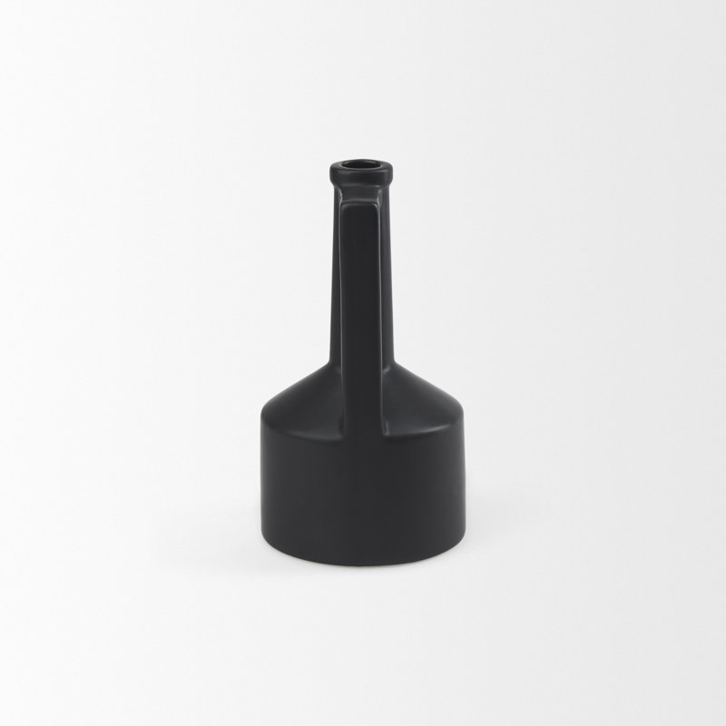 Alisme Ceramic / Porcelain Table Vase, 9" H x 5" W x 5" D, Matte Black