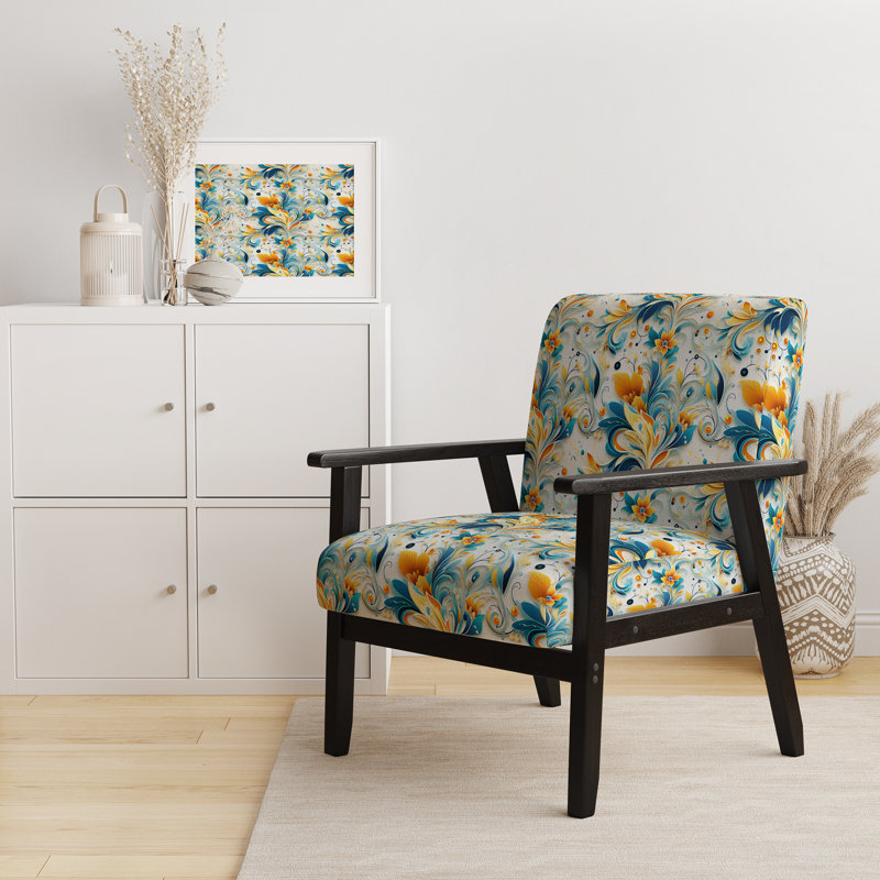 Chaise contemporaine avec accoudoirs rembourrés bohème et éclectique Contemporary Harmony