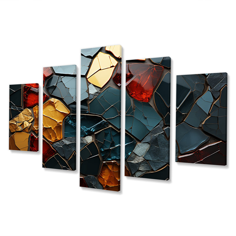 Cubic Mosaic Marble Tiles IV - Abstract Marble Multipanel Wall Art, toile