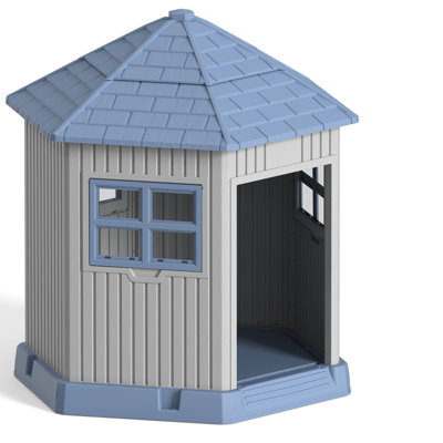 36.91"H Outdoor All-Weather Waterproof Barn Dog House(Blue)