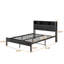 Structure de lit double avec tête de lit, lit plateforme en métal avec station de charge, rangement pour bibliothèque, aucun sommier requis, assemblage facile, silencieux, noir -121781306-121781304