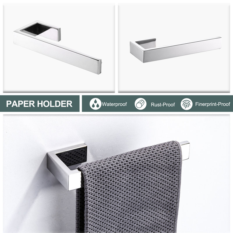 4 - Piece Bathroom Hardware Set, Silver/Gray