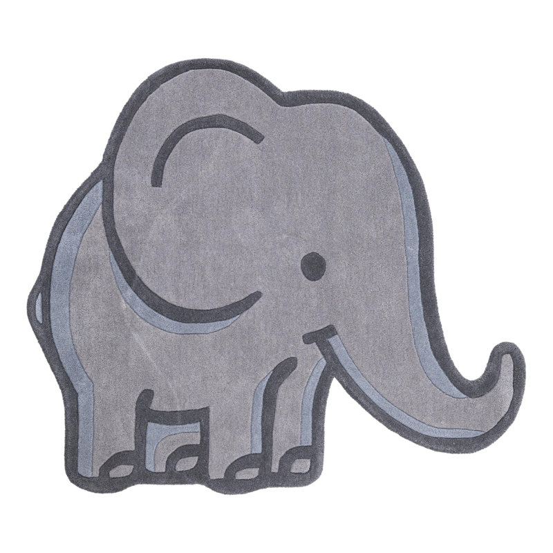 Tapis en laine Unique Loom Elephant Playtime, Nouveauté 4 pi 1 po x 4 pi 6 po