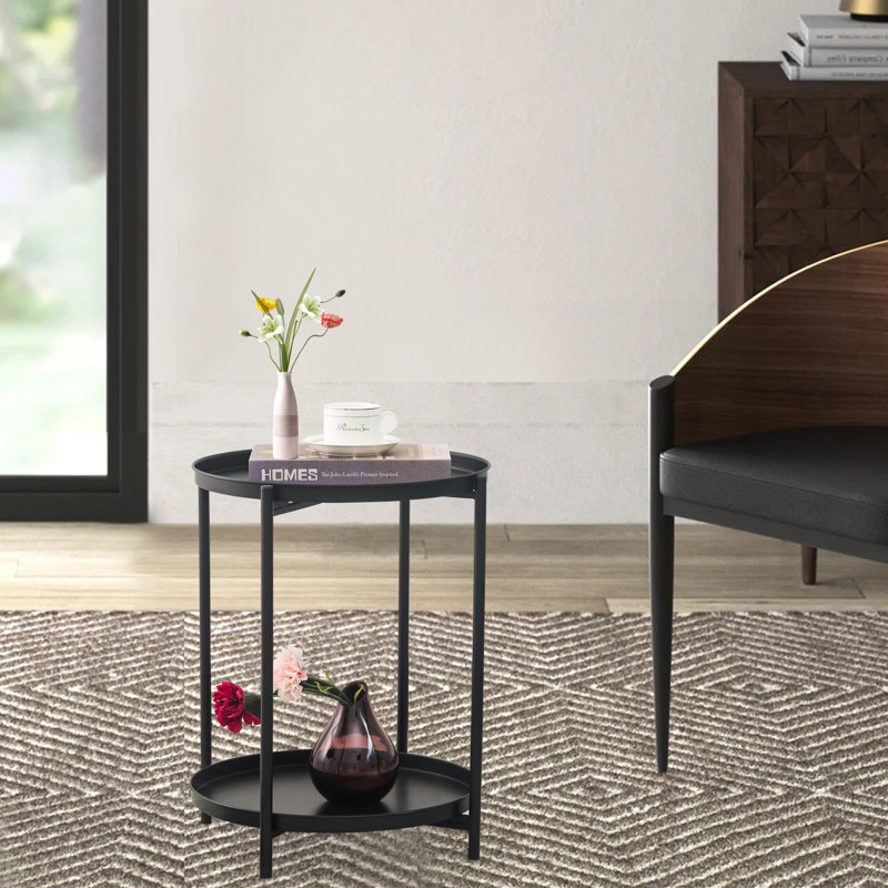 20.7 Height End Table Side Table, Black