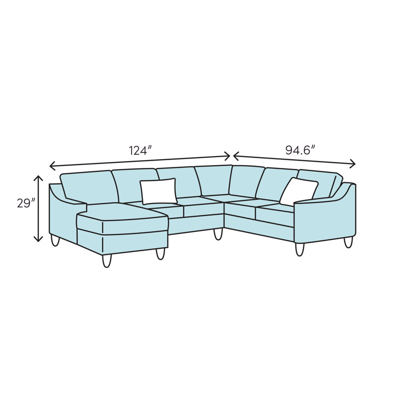 Canapé modulaire en lin de gauche de 124 po Huskins, Beige