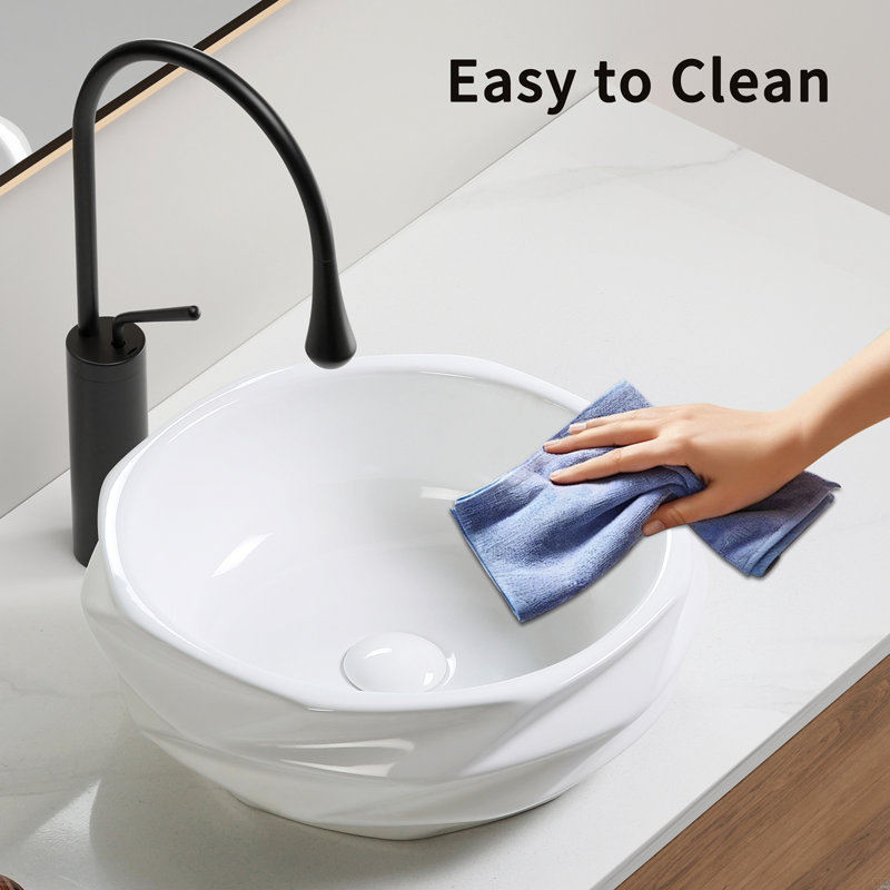 Lavabo-vasque rond en céramique matelassé à losanges