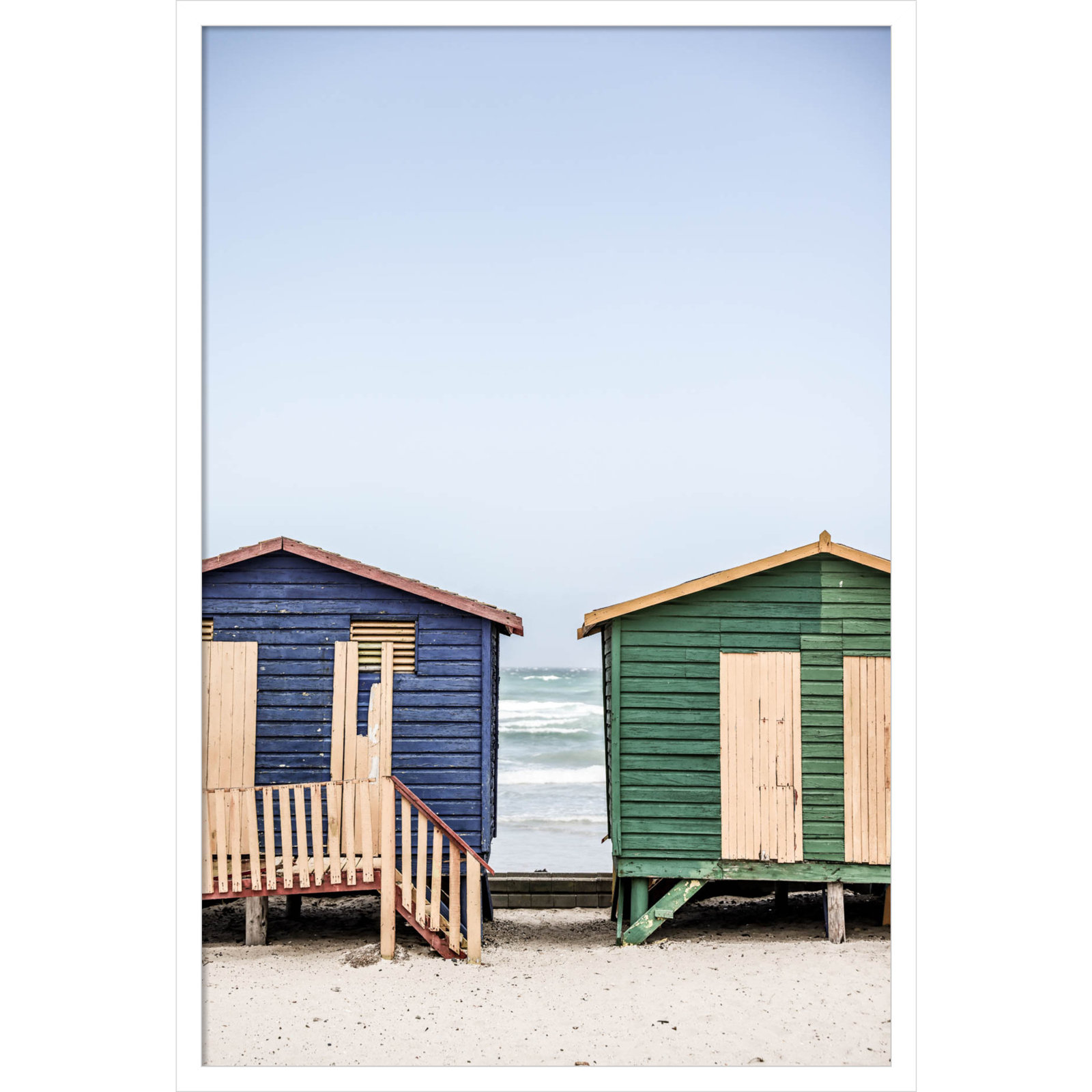 Popplewell "Blue and Green Huts" Print, White, 33" H x 23" W