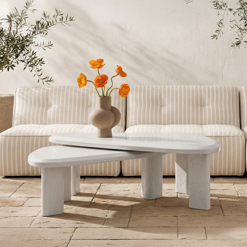 Sophie Outdoor Coffee Table, Cream Lacquer