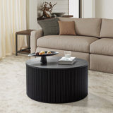 Sarya 31.5'' Modern Round Fluted Coffee Table With Storage