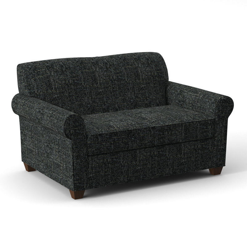 Finn 59" Rolled Arm Loveseat, Connelly Crow, Montana Walnut