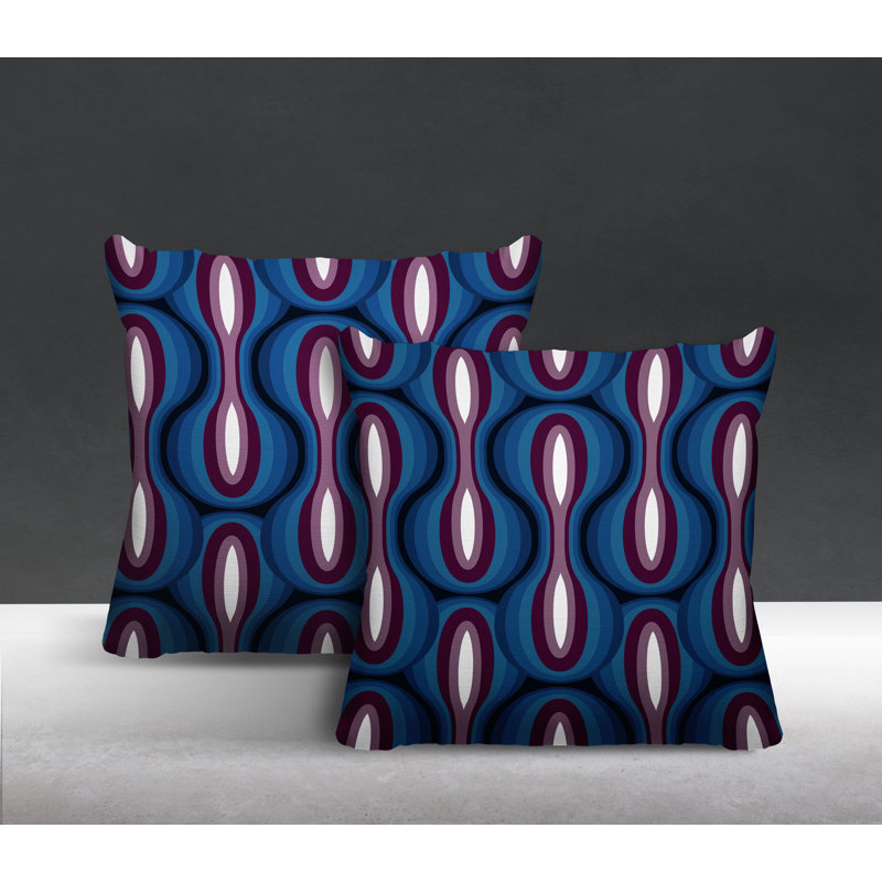 Coussin décoratif intérieur / extérieur Ikat, L 19 po x H 19 po, Mauve