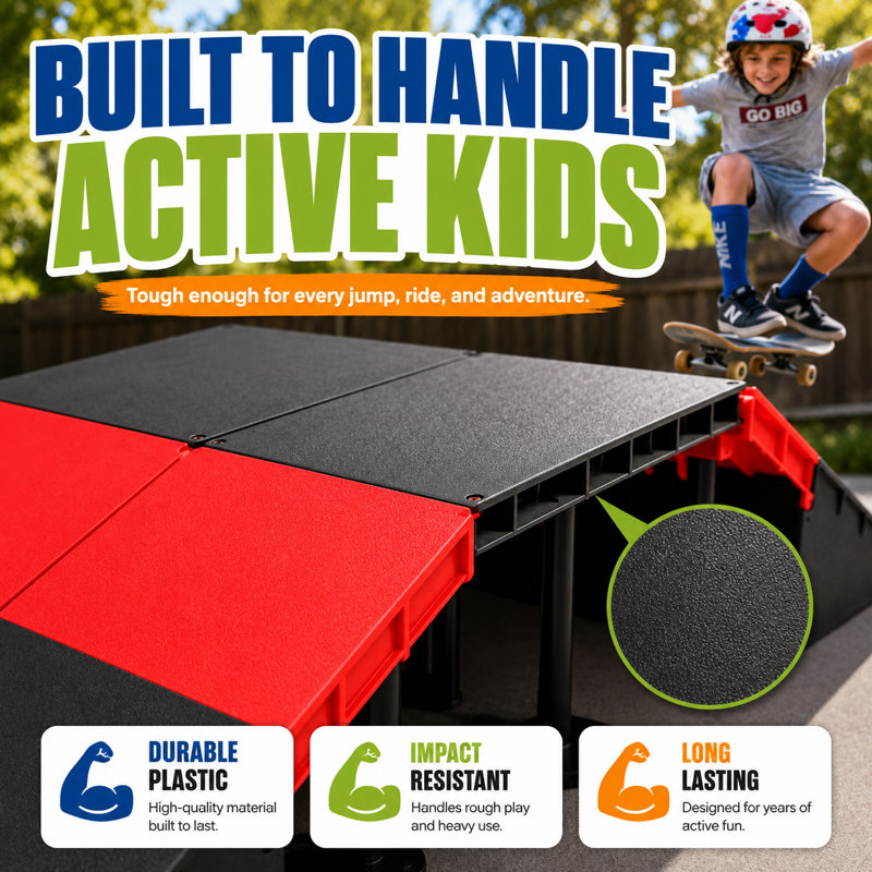 Ensemble de rampe de course modulaire pour enfants PLATPORTS, système de rampe d'équilibre et de patin réglable, 22 configurations, jeu actif intérieur et extérieur