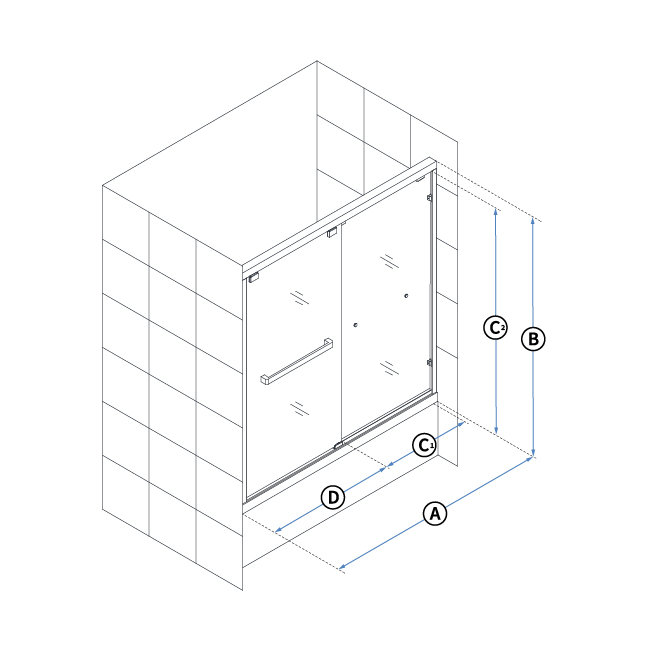 DreamLine Encore 60 in. W Semi-Frameless Bypass Sliding Tub Door