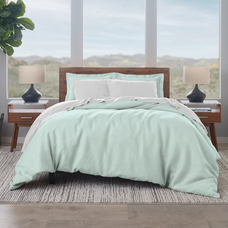 Ensemble de housse de couette 100% coton EJ Classic Premium, respirant, frais et frais, Menthe