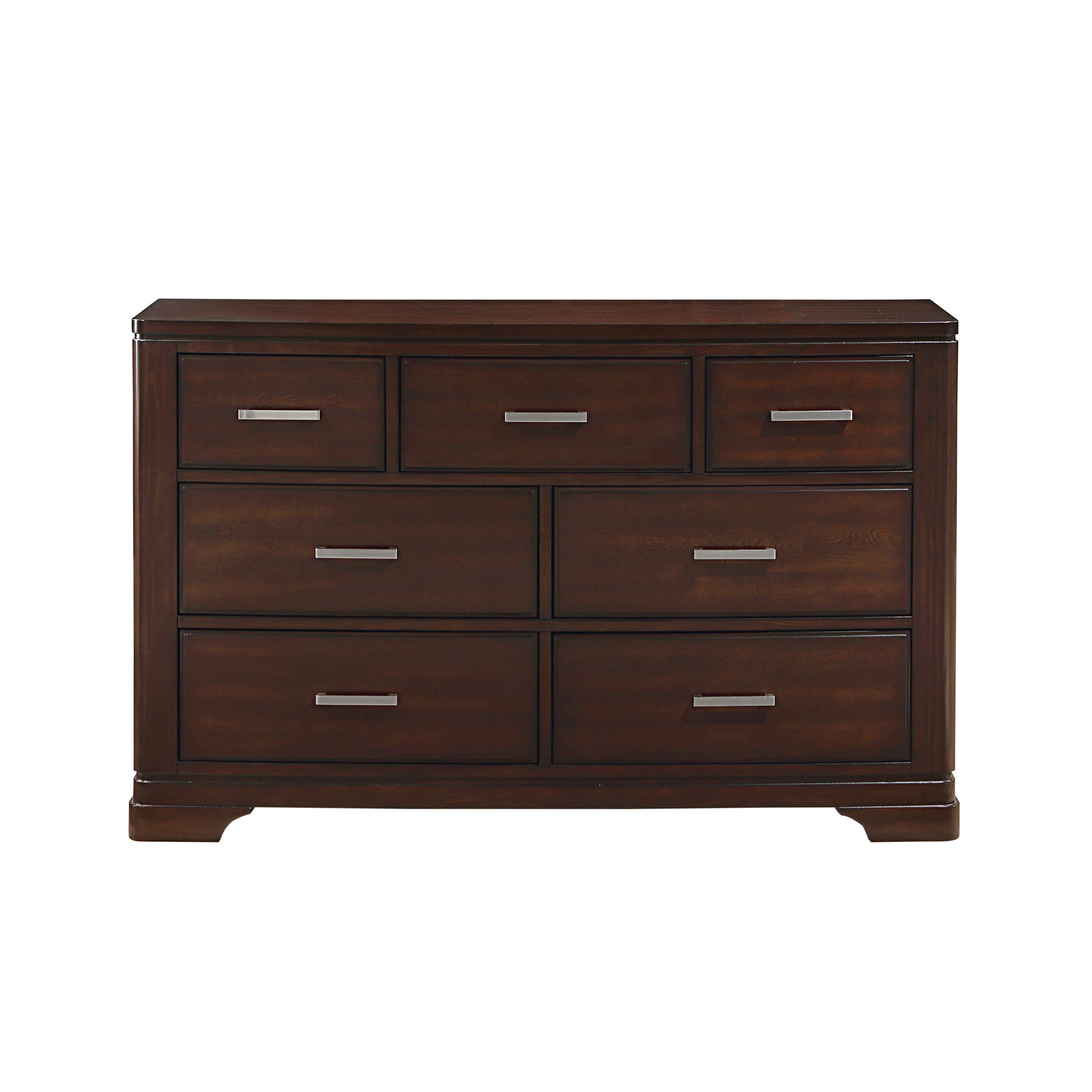 Latitude Run® Modern Cherry Finish Dresser Mirror Set Curve Design With ...