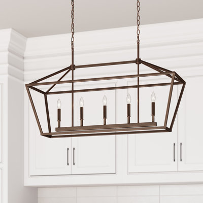 Luminaire suspendu linéaire à cinq lumières pour îlot de cuisine Glenhaven