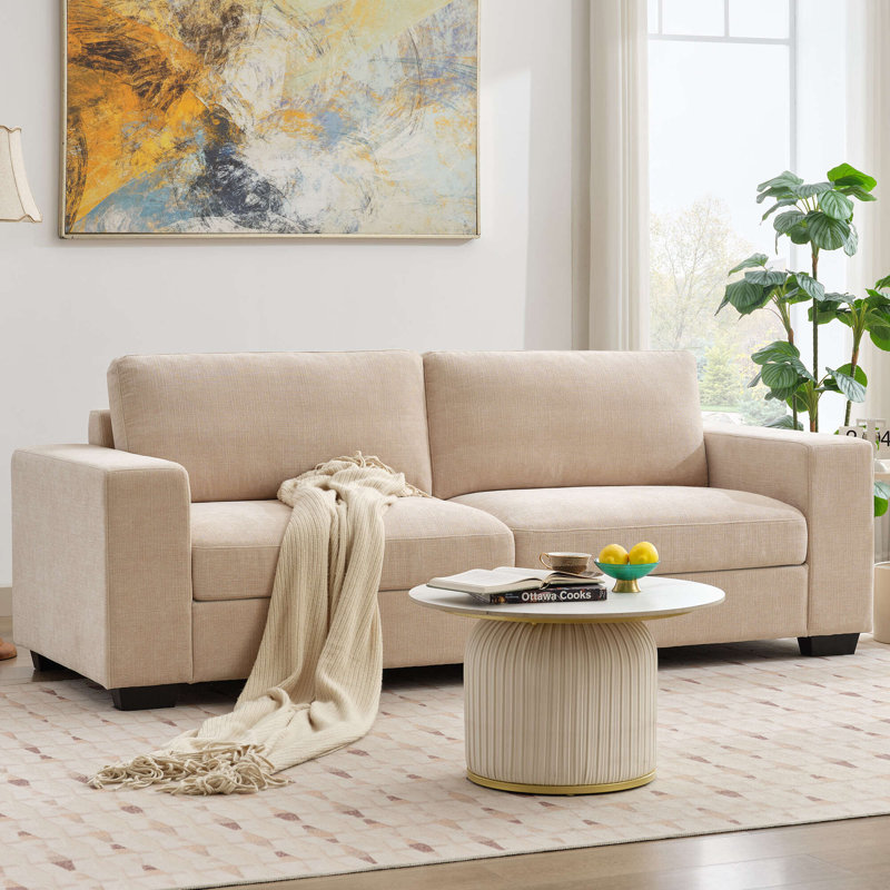Alden 92'' Upholstered Sleeper Sofa, Khaki Performance